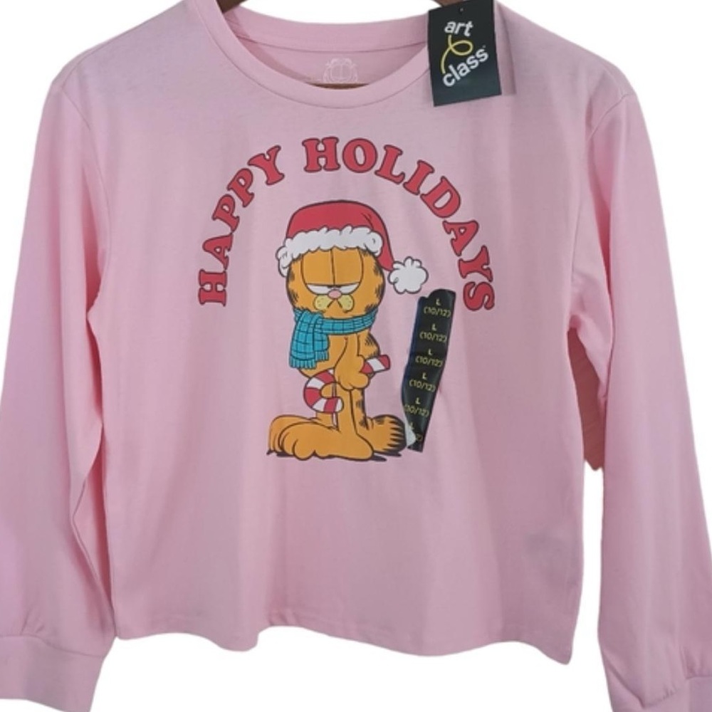 Art Class Garfield Long Sleeve Happy Holidays Graphic Top
